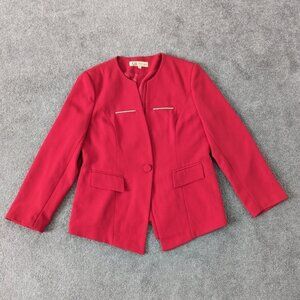 Hong Gu Er Women's Red Blazer One Button Size 8 Classic Chic